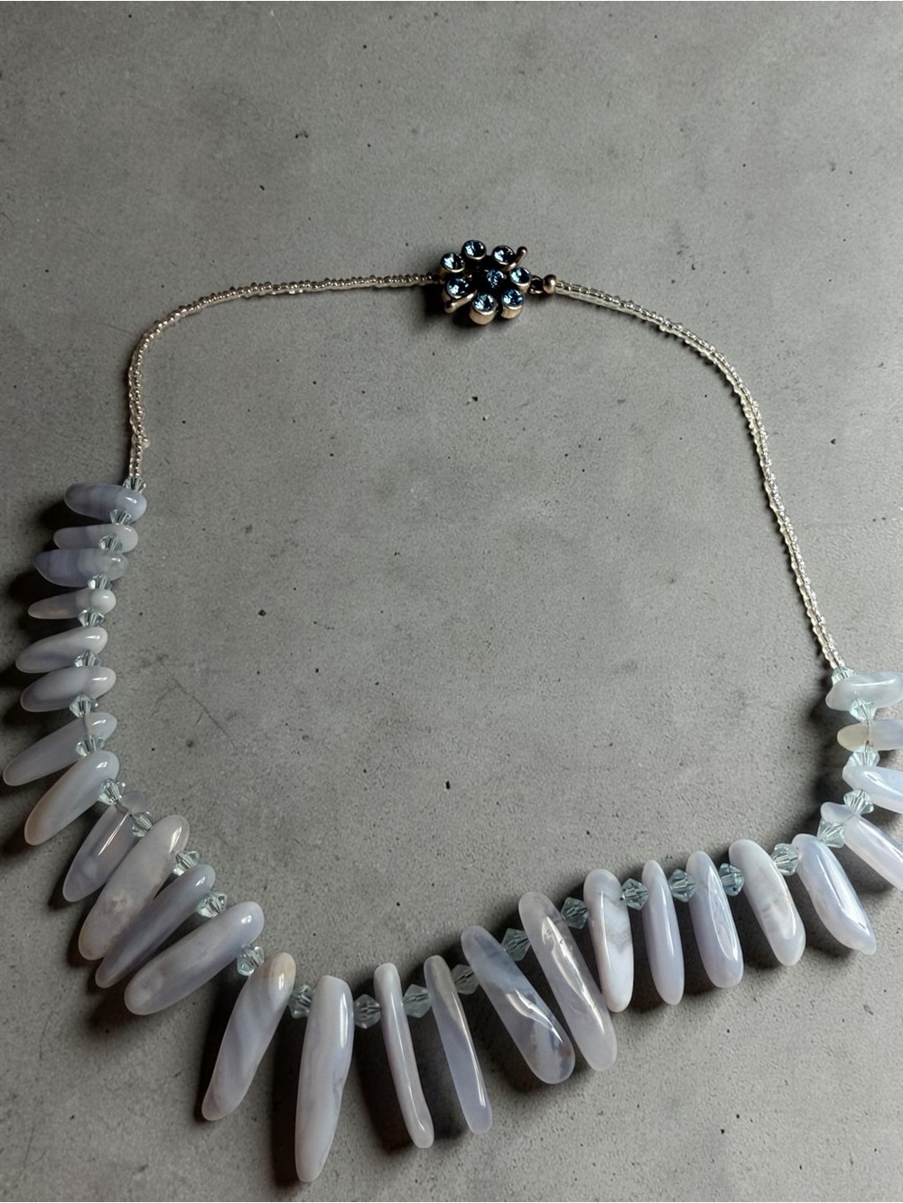 Sterling Silver Pale Lavender Agate Spike Necklace